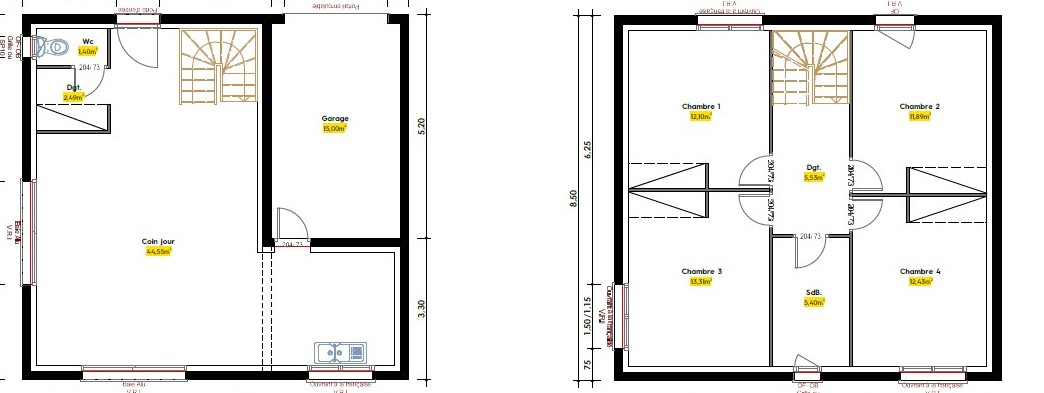 MONTAGNAC Maison année 2025 r+1 de 109 m2 Habitable 4 chambres avec garage ,terrasse, clôturé sur un terrain de 280 m² d angle 4