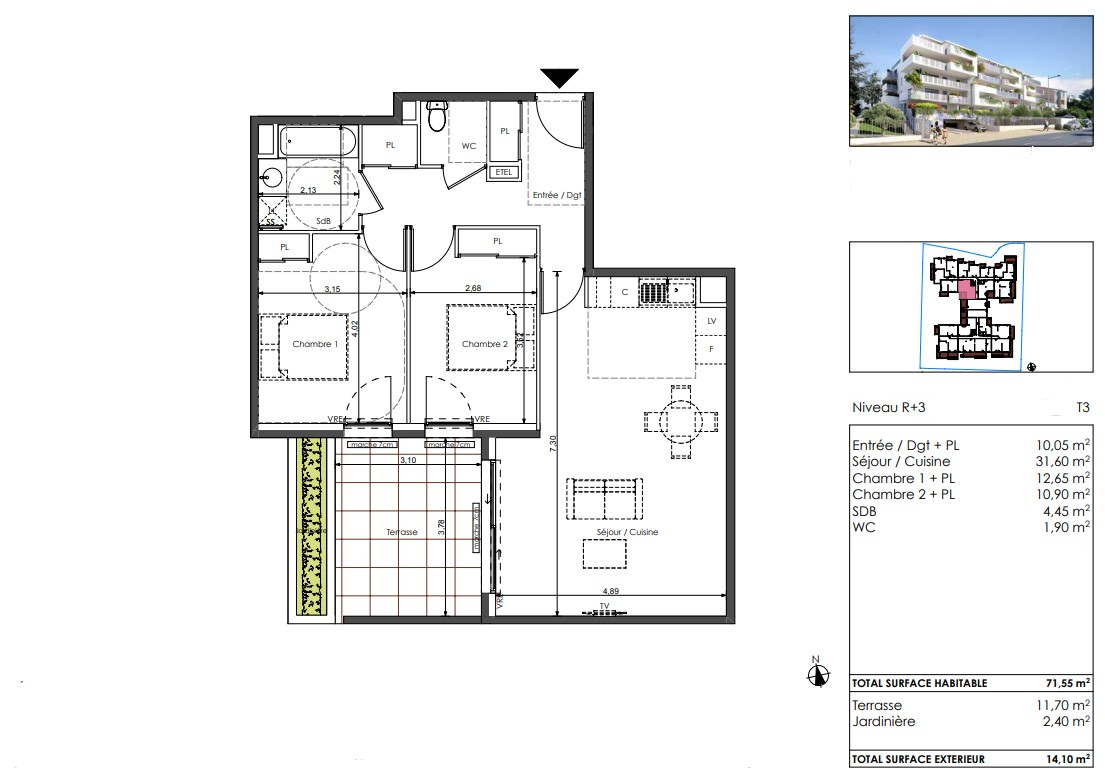 SETE CORNICHE MER. Appartement T3, terrasse exposition Ouest 2