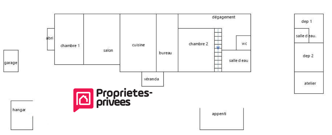 CHATEAUVIEUX Longère de plain-pied - 124 m² - 5 pièces dont 2/3 chambres - dépendances 17