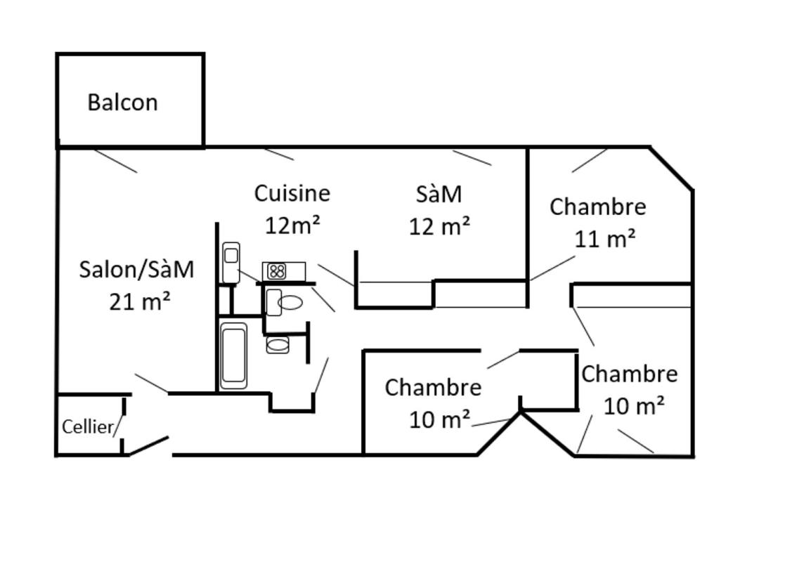 GIERES Appartement : 3 ou 4 chambres T5 à Gières (38) garage possible. Colocation, grande famille 11