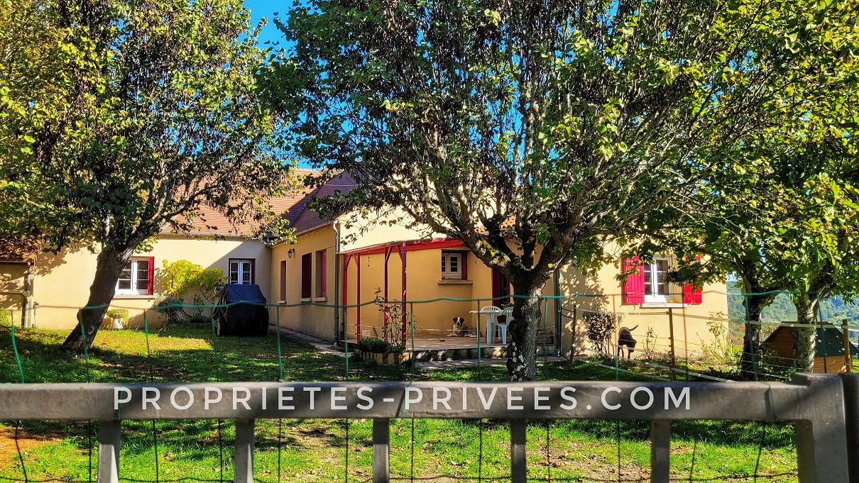 PLAZAC Plazac- Vallée Vézère - Maison en pierre avec 2 parties indépendantes. Vue magnifique. 3/4 chambres. Dépendances. Terrain attenant et non attenant: environ 3ha 1