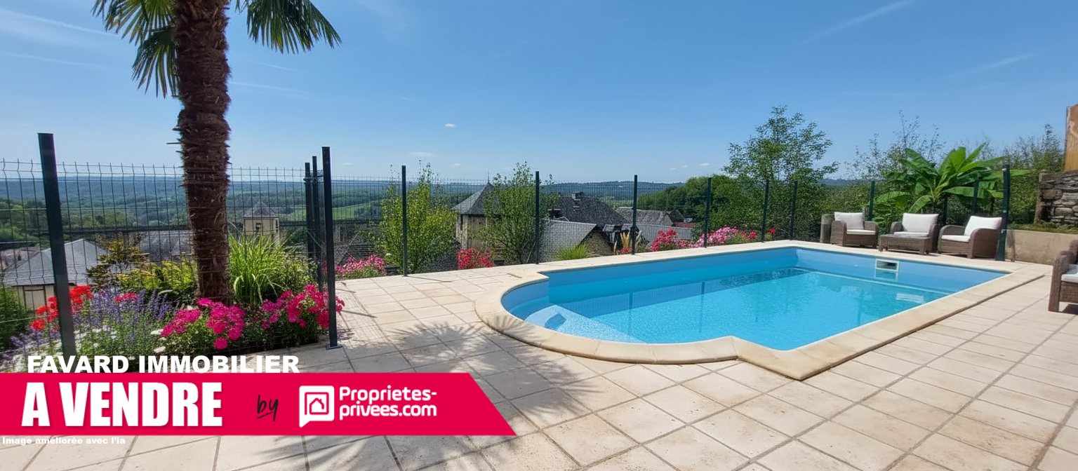 VIGNOLS Maison de caractère avec tour, piscine et vue sur le viaduc 13
