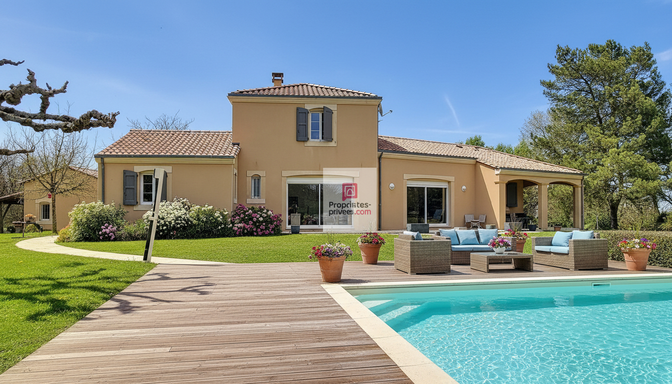 ROUFFIGNAC-SAINT-CERNIN-DE-REILHAC (DPE B et non C). Belle propriété de charme, loin des regards indiscrets, secteur PLAZAC/ROUFFIGNAC. 3-4 chambres. Piscine 12 X 6. Double garage. Autres dépendances. Jardin paysagé et bois: 2 ha 1