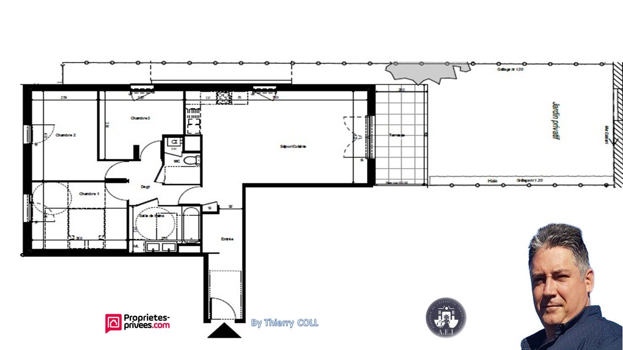RILLIEUX-LA-PAPE APPARTEMENT T4 RILLIEUX LA PAPE DE  81.05 m2 EN REZ DE JARDIN 17