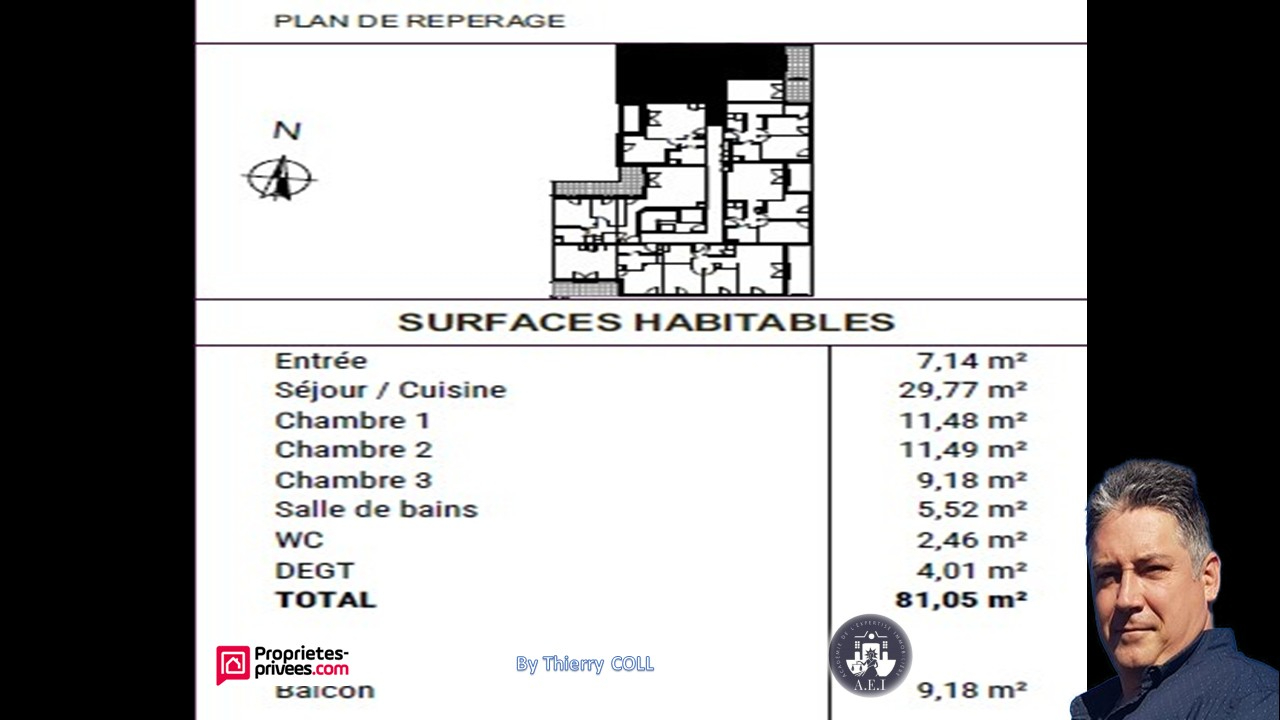 RILLIEUX-LA-PAPE APPARTEMENT T4 RILLIEUX LA PAPE DE  81.05 m2  - 3 CHAMBRES 8