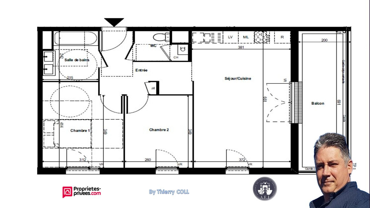 RILLIEUX-LA-PAPE APPARTEMENT T3 RILLIEUX LA PAPE DE 60.74 m2 premier étage 17