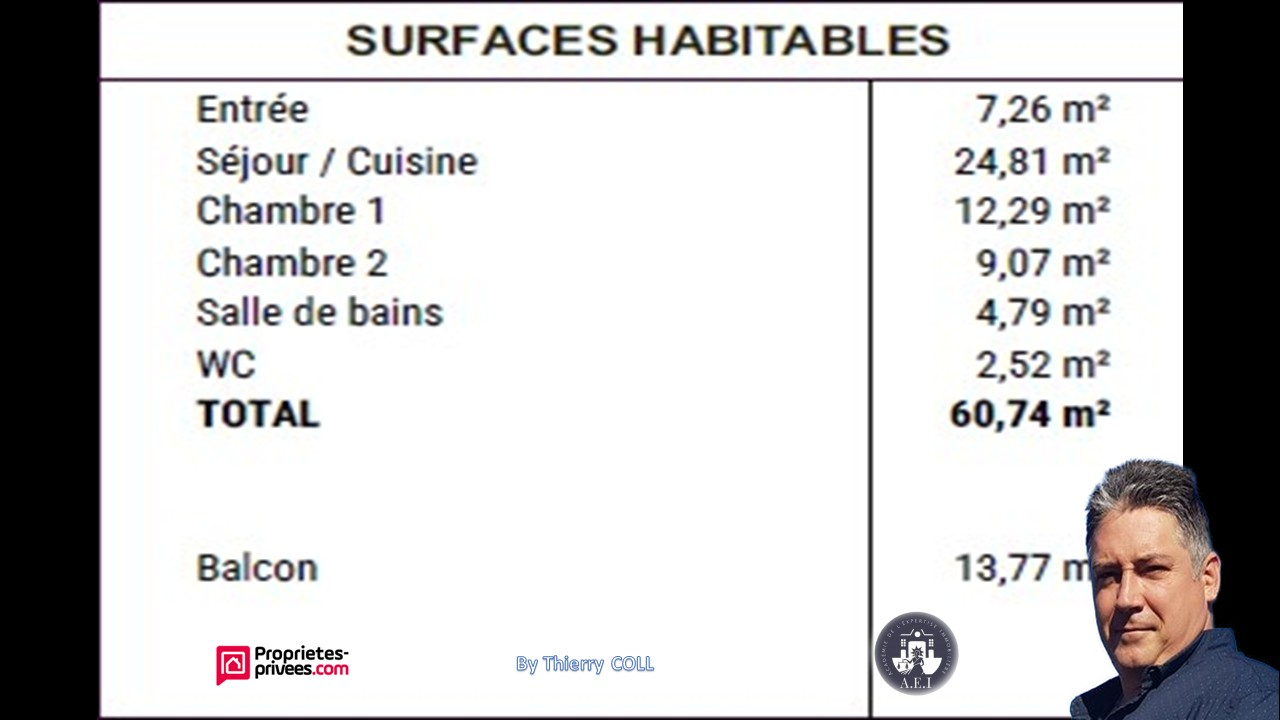 RILLIEUX-LA-PAPE APPARTEMENT T3 RILLIEUX LA PAPE DE 60.74 m2 premier étage 18