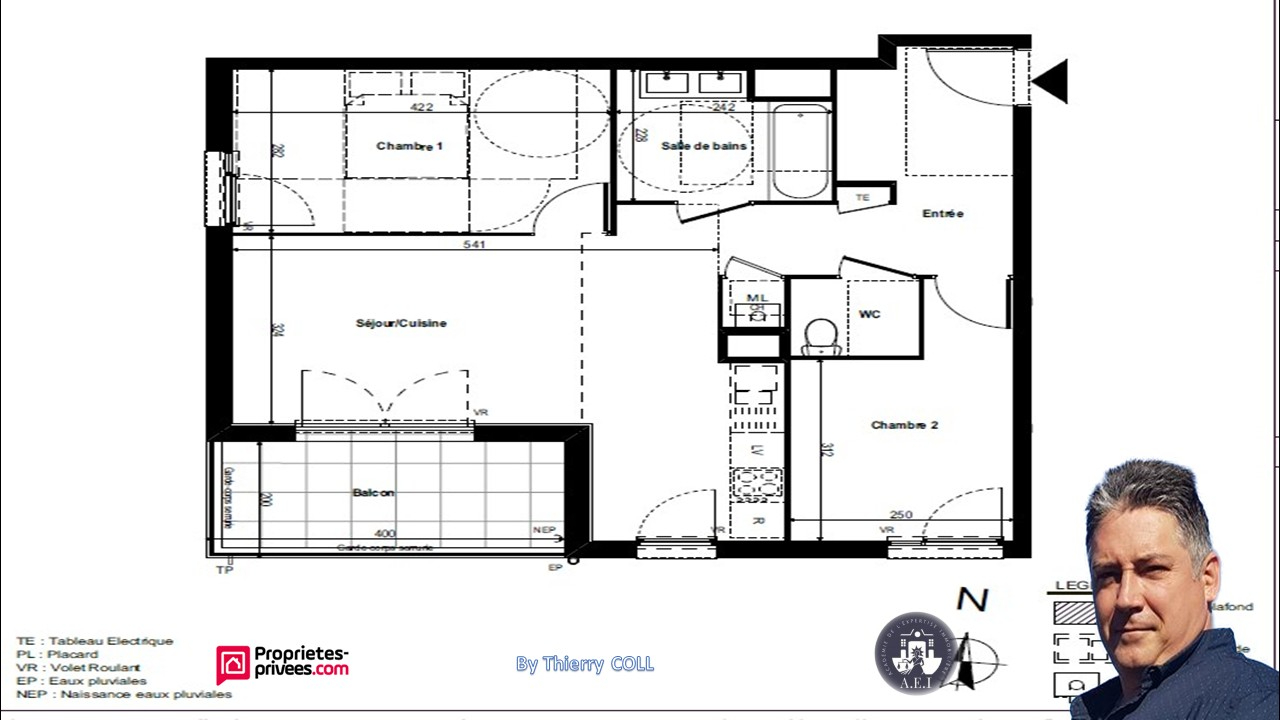 RILLIEUX-LA-PAPE APPARTEMENT T3 RILLIEUX LA PAPE DE 60.79 m2 deuxième étage 10