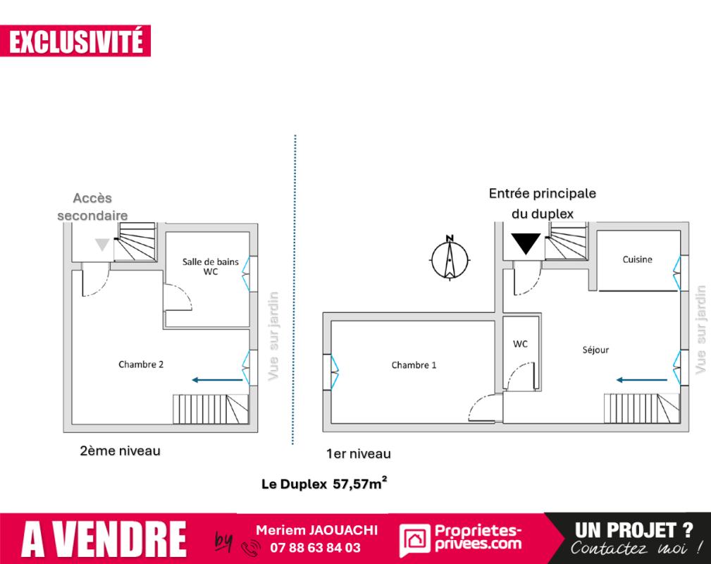 ALFORTVILLE EN EXCLUSIVITE : DUPLEX   57 M²+ GRAND  JARDIN PRIVATIF  50M²+ CAVE 10m² A  ALFORTVILLE 14