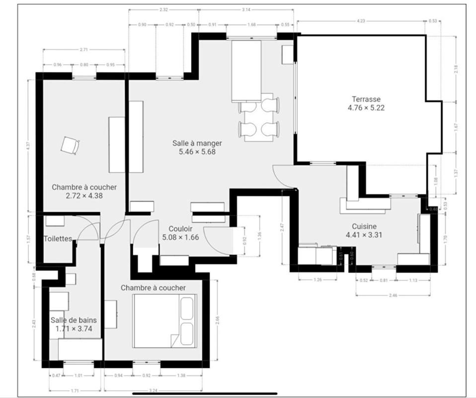 SAINT-DENIS Appartement  3 pièces avec grande terrasse Proche métro SAINT DENIS 9