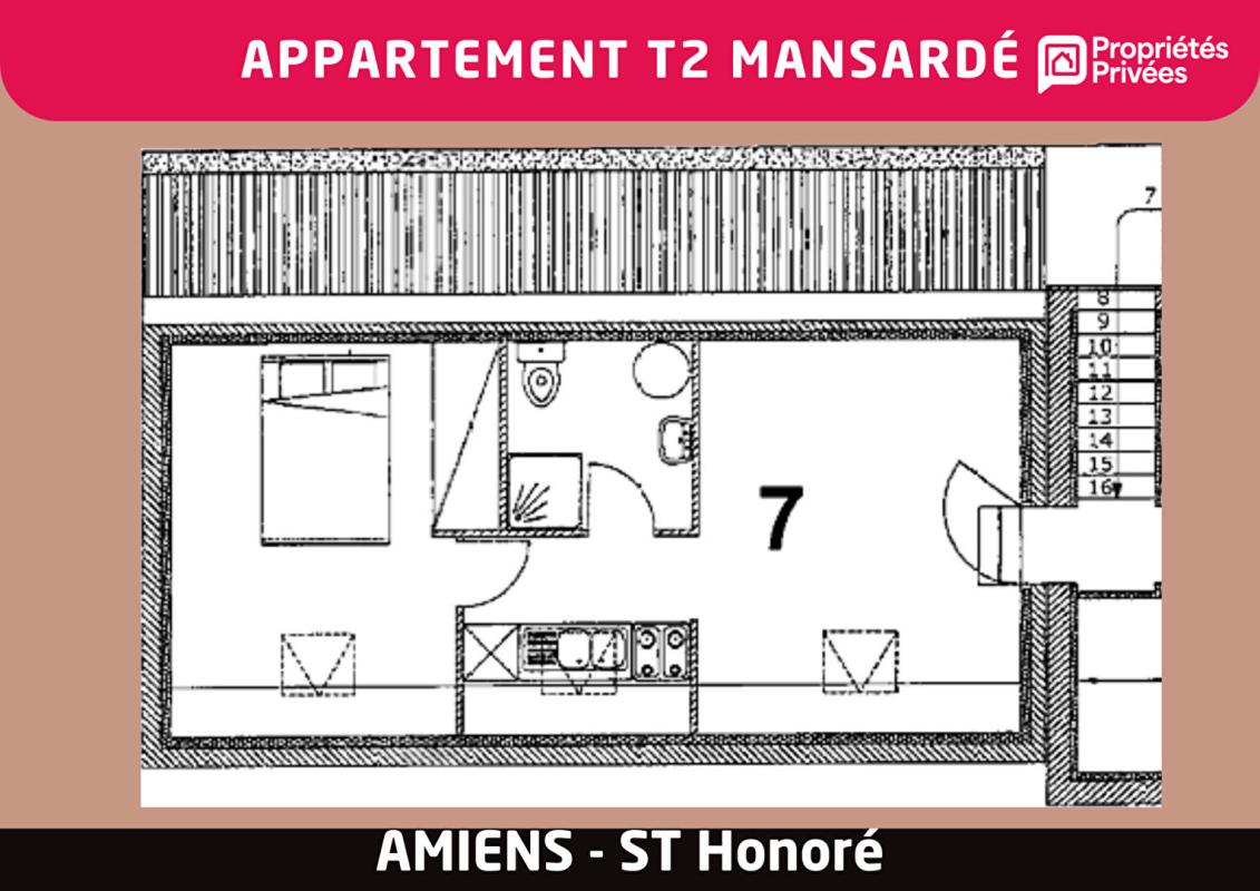 AMIENS Appartement  T2  mansardé - Amiens Quartier St Honoré-Jeanne d'Arc - Vente Interactive 5