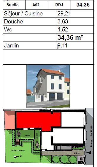 LYON-3E-ARRONDISSEMENT Appartement Lyon 1 pièce(s) 34.36 m2 4