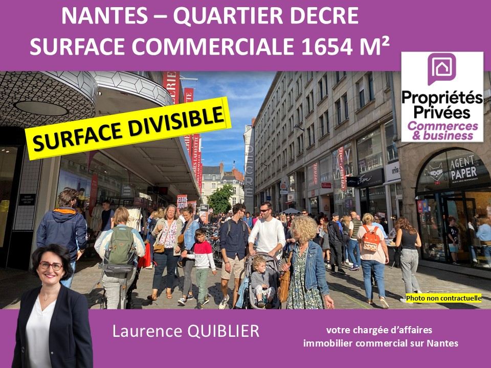 NANTES 44000 NANTES - SURFACE COMMERCIALE DIVISIBLE 1720 m² , A LOUER, QUARTIER DECRE 1