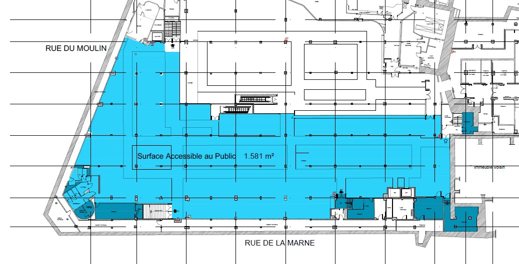 NANTES 44000 NANTES - SURFACE COMMERCIALE DIVISIBLE 1720 m² , A LOUER, QUARTIER DECRE 5