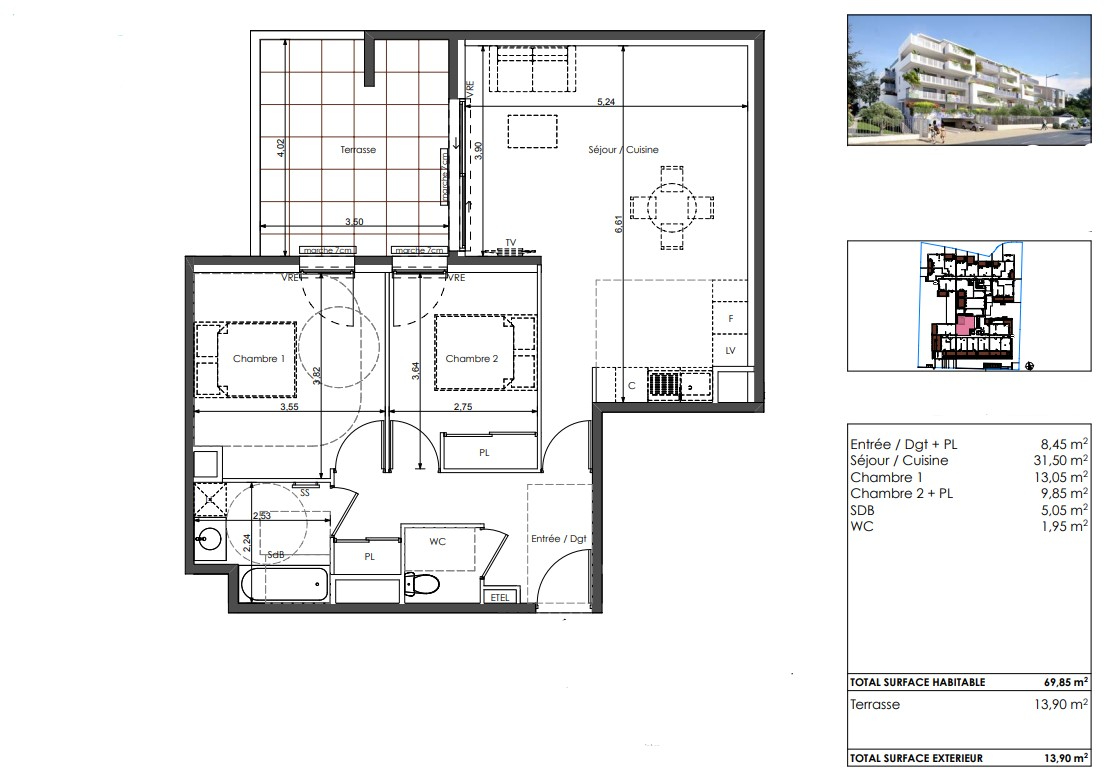 SETE Corniche de Sète. T3 de standing, Terrasse de 16 m² Ouest, Bord de Mer 2