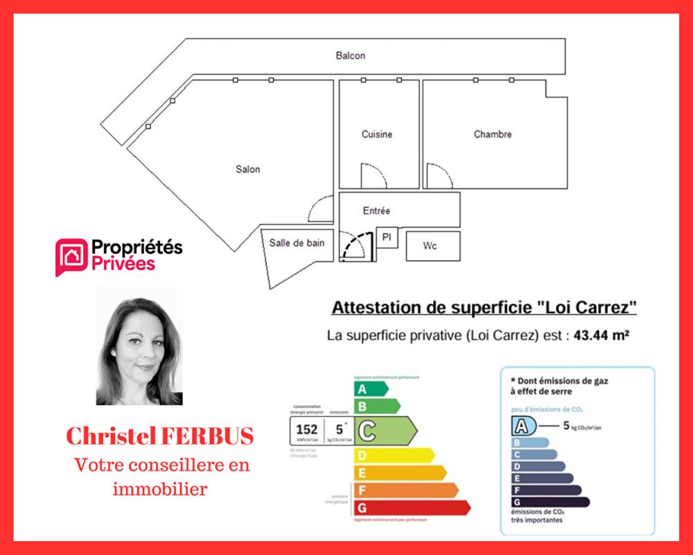 LES PAVILLONS-SOUS-BOIS 93320 LES PAVILLONS  SOUS BOIS - Appartement 2 pièces 44,43 m² - 1 Chambre - Balcon - Parking 3