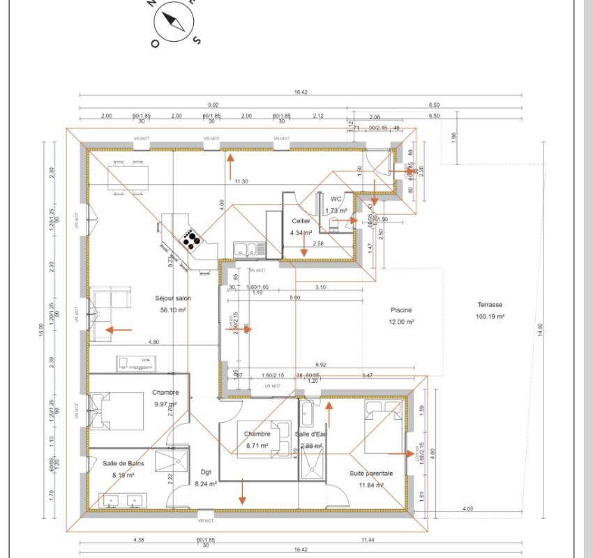 VALLON-PONT-D'ARC VILLA neuve 3 CH  avec piscine,Vallon Pont D Arc 4 pièce(s) 106.78 m2 trés belle prestation proche centre ville 18