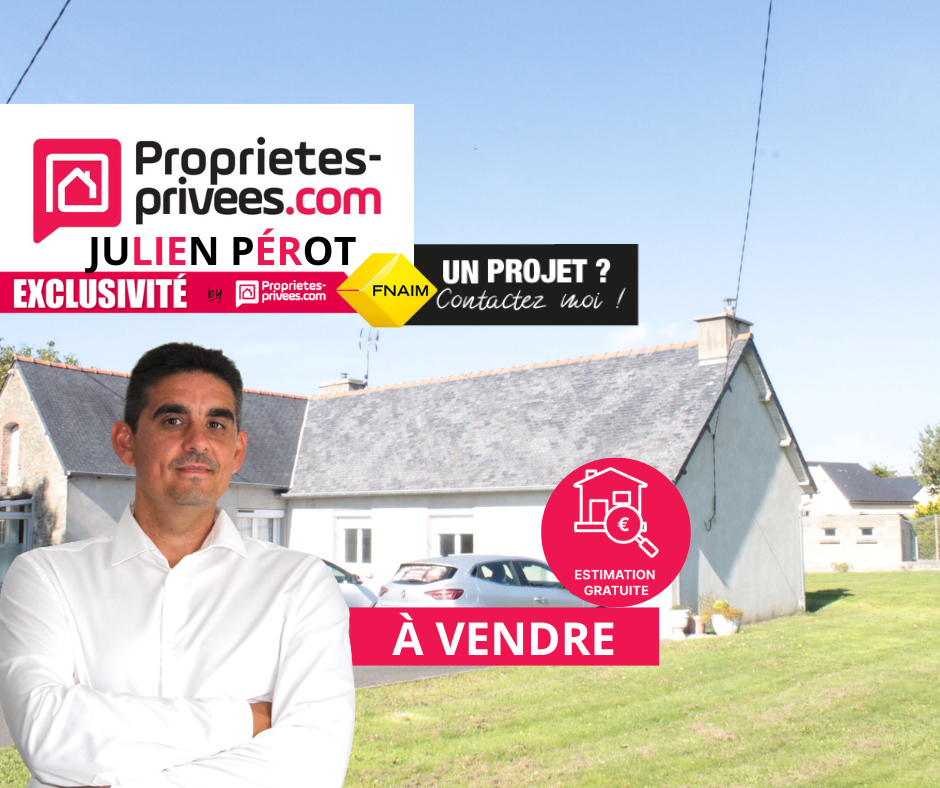 HENON Exclusivité ! Côtes d'Armor 22150 Hénon. Maison de plain-pied, 3 chambres, garages, terrain constructible et divisible 1