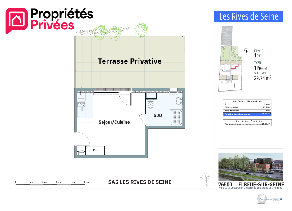 ELBEUF Studio PMR avec terrasse plein Sud et parking sécurisé 7