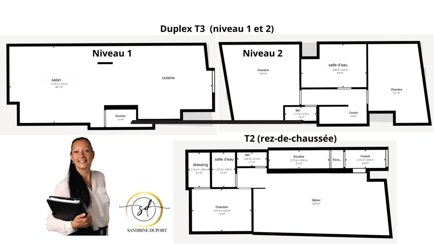 LABASTIDE-D'ANJOU Maison rénovée R+2 de 118m2  comprenant T2 + DUPLEX T3 sans vis a vis 18