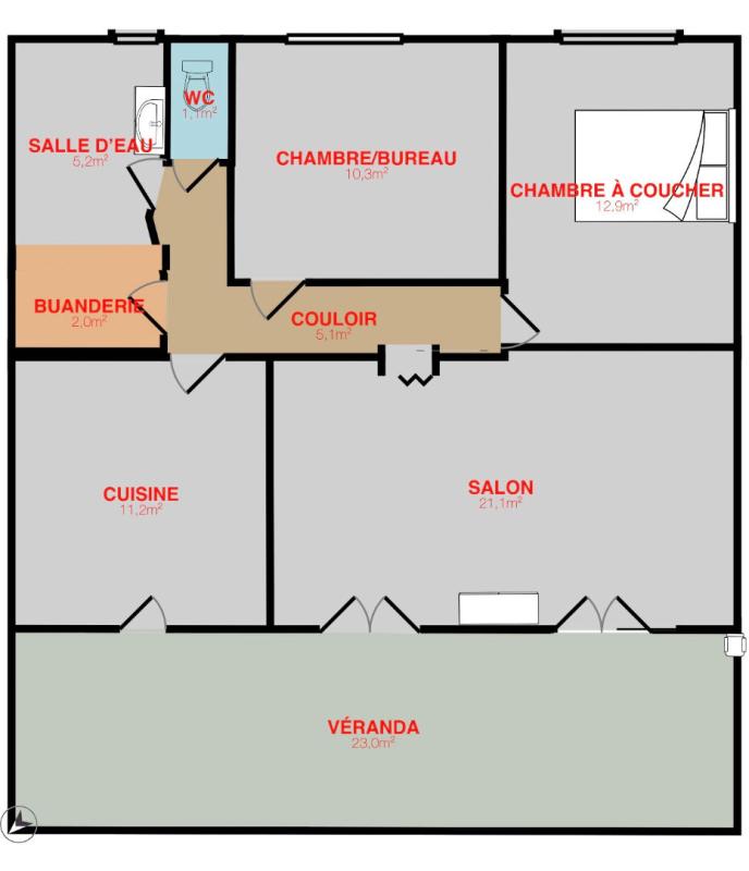 SAINT-AVIT-SAINT-NAZAIRE Plain-pied lumineux avec véranda 23 m² sur jardin clos ? Pays Foyen 14