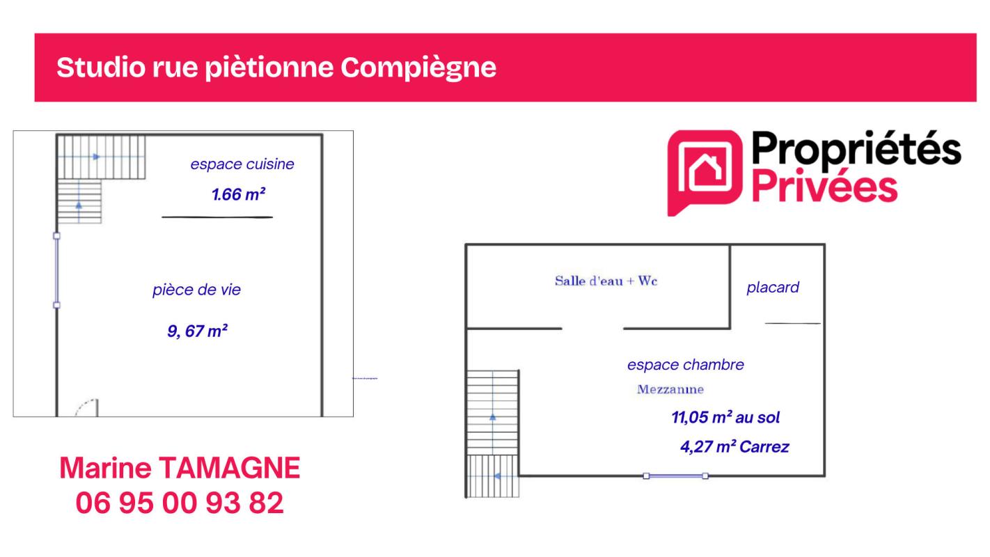 COMPIEGNE Studio en duplex avec chambre en mezzanine, rue piétonne Compiègne 5