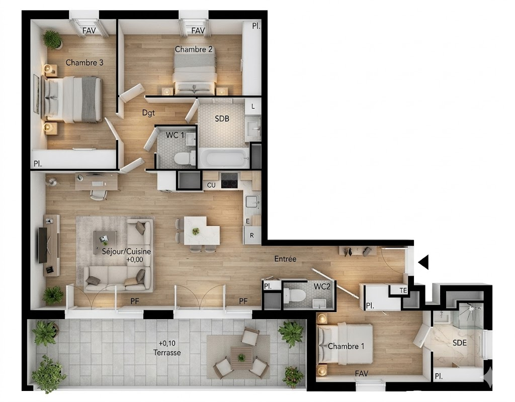 BEZIERS Prenez de la hauteur : vivez l'exclusivité d'un dernier étage avec terrasse Sud-Ouest, à deux pas du Polygone 2