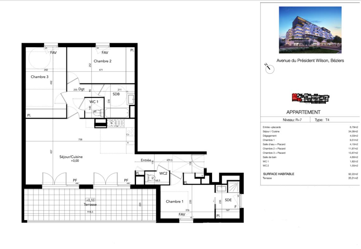BEZIERS Prenez de la hauteur : vivez l'exclusivité d'un dernier étage avec terrasse Sud-Ouest, à deux pas du Polygone 3