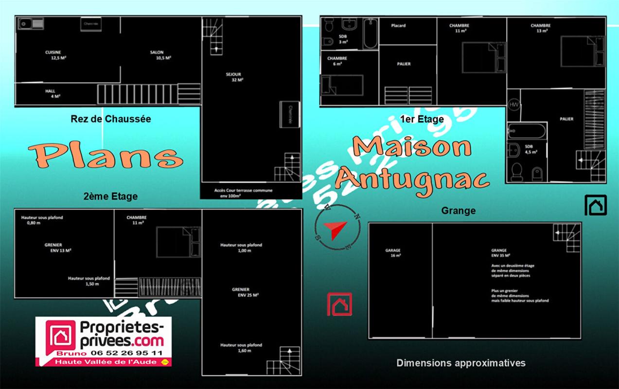 ANTUGNAC Maison à Rénover Antugnac 7 pièce(s) 121 m2 avec garage et grange 12