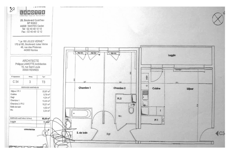 NANTES Appartement Nantes 3 pièces secteur Jules verne 64 m2 5