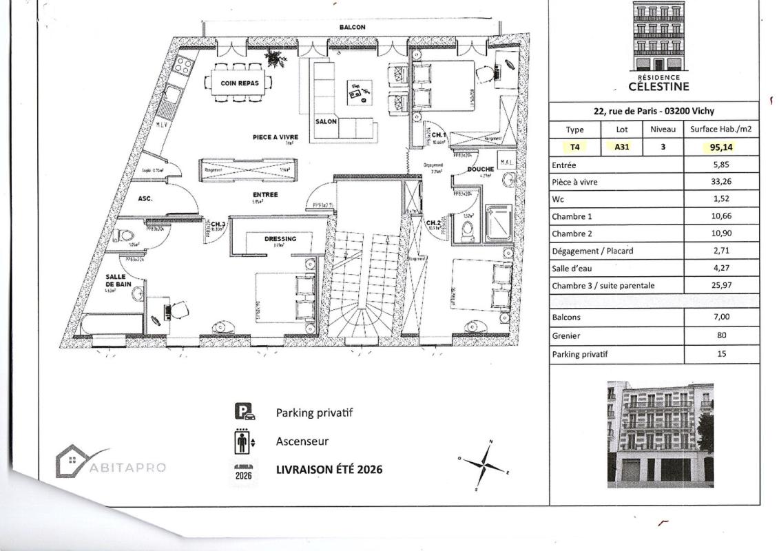 VICHY Appartement Vichy 5 pièce(s) 95 m2 2