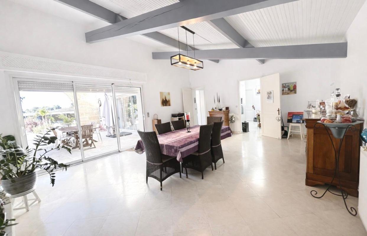 MARSAS 10 kms  de Saint-André de Cubzac :  Girondine R+1 en pierre en mitoyenneté 215 m2 sur 1326 m2 environ de terrain - Cuisine indépendante aménagée et équipée ? Grand Salon - Grand Séjour avec cheminée en pierre - 4 chambres dont 2 suites parentales - Piscin 11