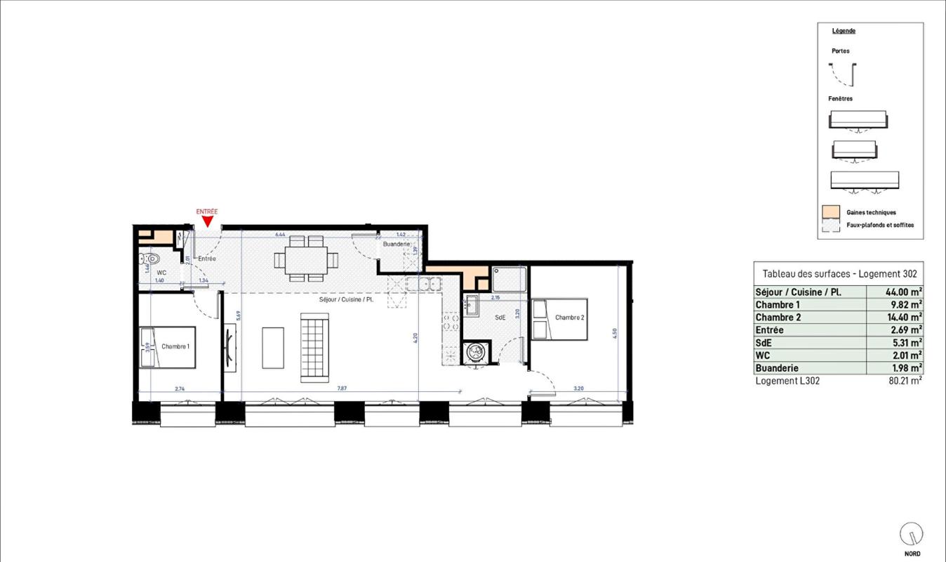 BEZIERS Appartement Beziers 3 pièce(s) 80.21 m2 avec parkings 4