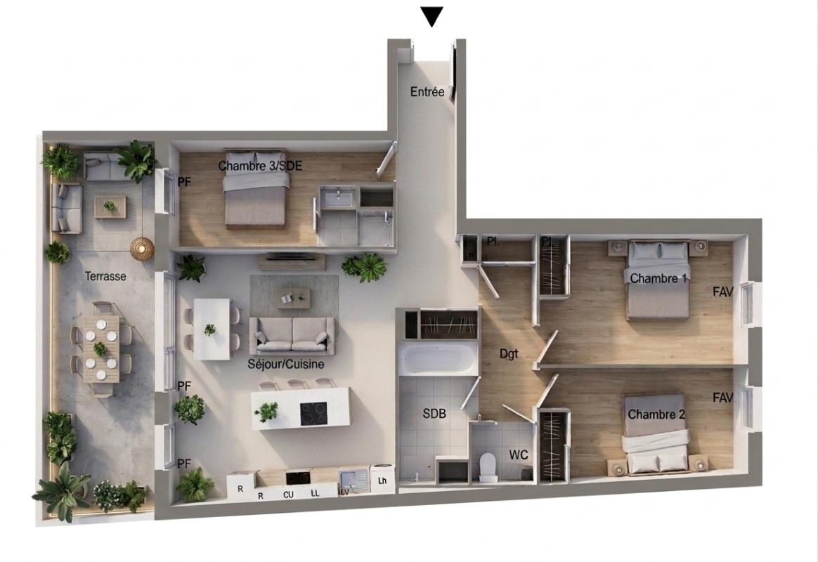 BEZIERS T4 Dernier Étage, Vue dégagée avec Terrasse 19m² (Proche Polygone) 2