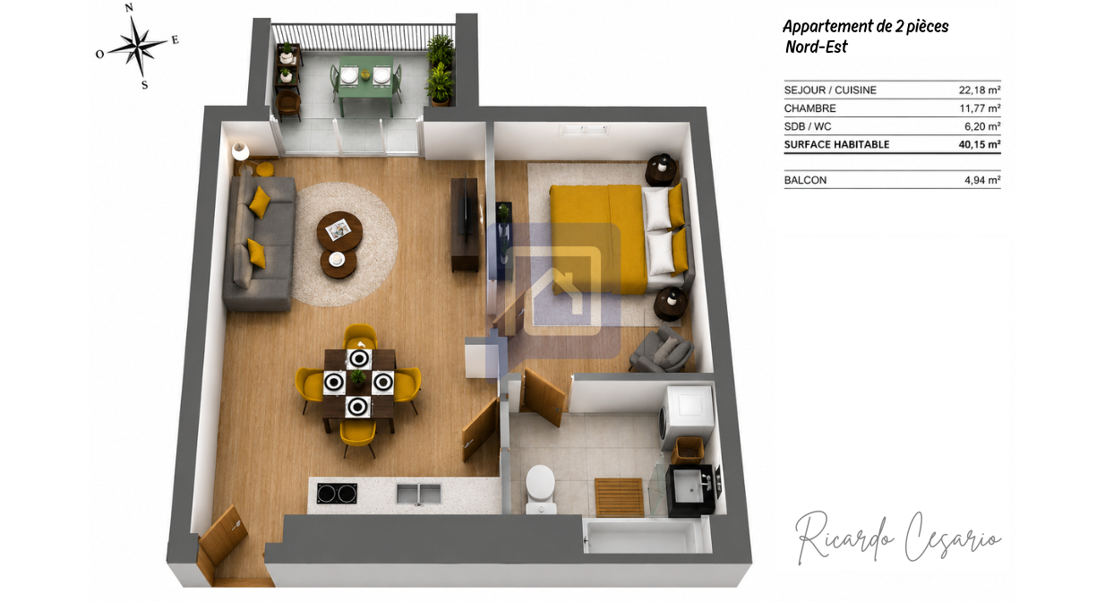QUIMPER APPARTEMENT T2 AVEC BALCON - ENVIRONNEMENT RECHERCHÉ - QUIMPER 2