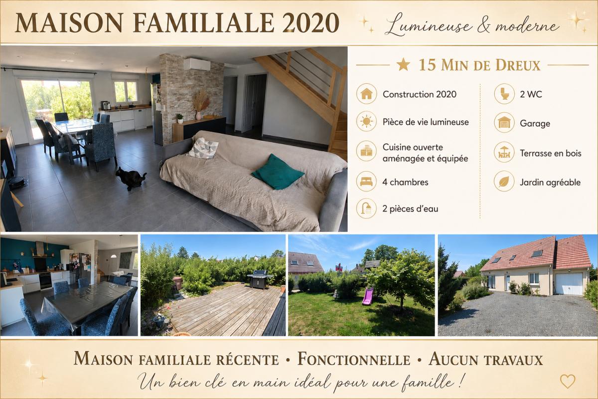 SAULNIERES SAULNIERES 28500 Maison individuelle de 2020 (RT2012) avec garage - 1 étage - 4 chambres - Terrain - 249000  HAI 1