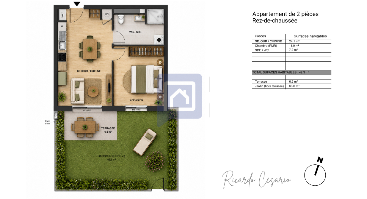 QUIMPER Quimper 29000 - Appartement 2 pièces avec jardin privatif, terrasse et parking 2